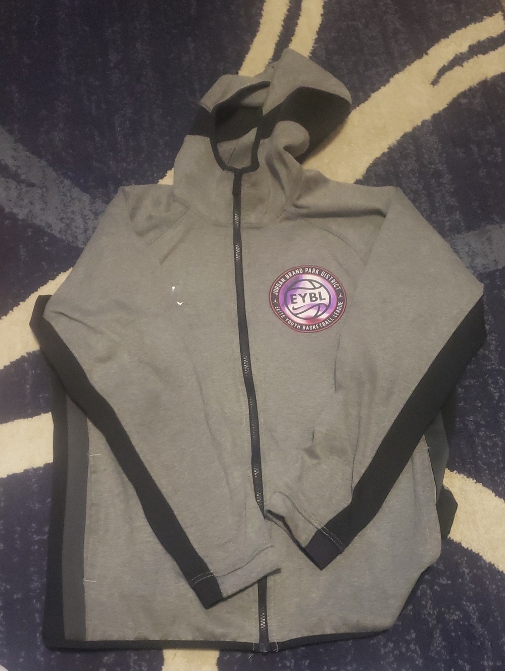 Jordan EYBL Gray and Black Hooded Zip Up